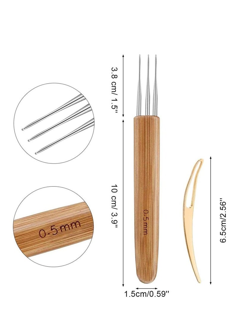 SYOSI - Dreadlock Crochet Hook Tool, 0.5 mm Braid Hair Dreadlocks Needle Weaving Crochet for Braid Craft, 3 Pieces Dreadlocks Crochet with Different Hooks, and 3 Pieces Hair Locking Tool - Image 1