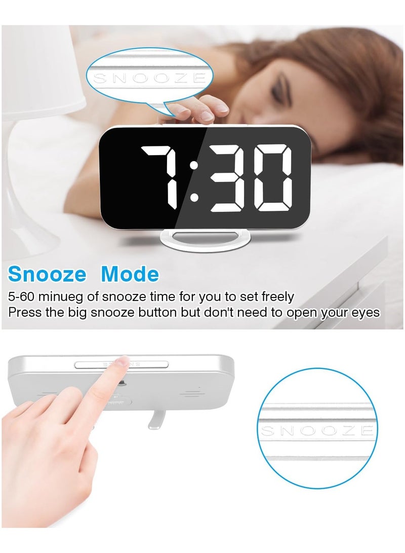 general Digital Alarm Clock, LED Mirror Electronic Clock with 2 USB Charging Ports, Snooze Mode, Automatic Brightness Adjustment, Modern Desktop Wall Clock for Bedroom Living Room Office - Image 5
