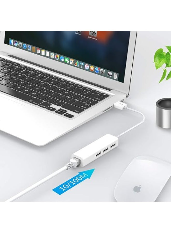 LENTION USB C to 3 USB 2.0 Ports Hub with RJ45 Ethernet LAN Adapter Compatible 2025-2016 MacBook Pro 13/14/15/16, New Mac Air, MacBook 12, Surface Pro 12/Book 3/Go, Chromebook, More (CB-UC2.0, White) - Image 3