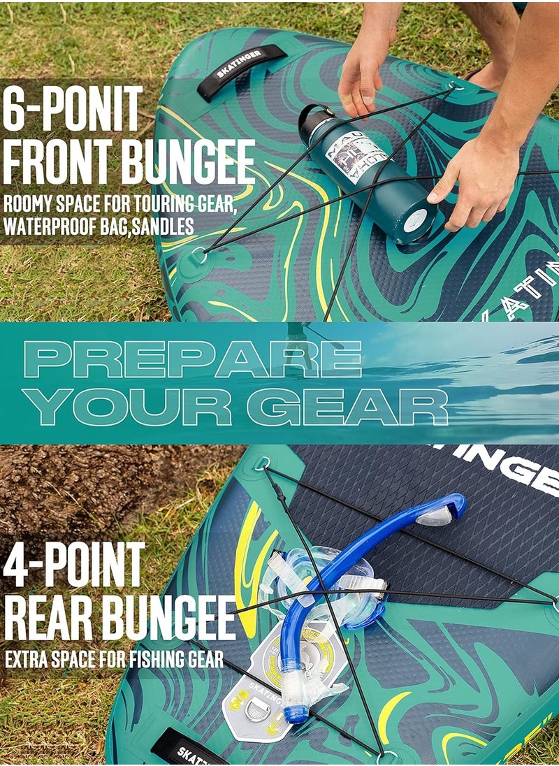 Skatinger Skatinger 11'6×35" Super Wide Inflatable Stand Up Paddle Board, Ultra Stable Wide SUP for 2+1 People/Family/Big Size w/Shoulder Strap, 100L Backpack, All-Round Sup Board, US Fin  - Image 3