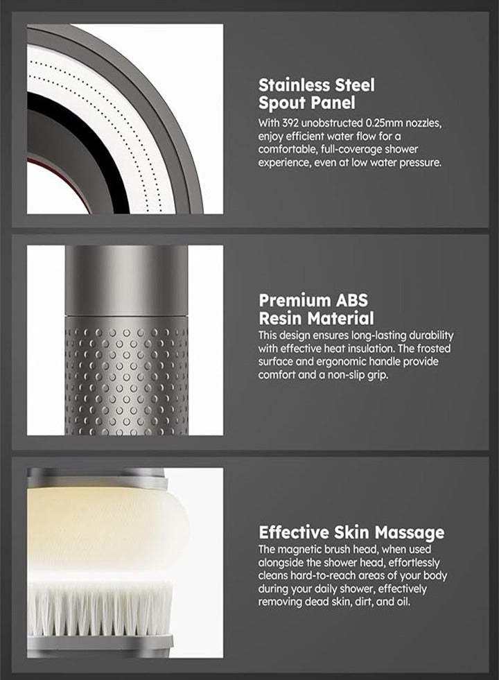 رأس دش فلتر محمول يزيل الكلور، مناسب لتجربة السبا والعناية بالبشرة الجافة والشعر، مع رأسين للفرشاة - Image 2