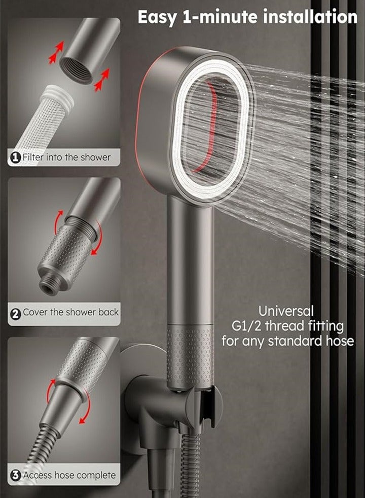 رأس دش فلتر محمول يزيل الكلور، مناسب لتجربة السبا والعناية بالبشرة الجافة والشعر، مع رأسين للفرشاة - Image 4