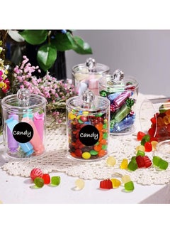MahMir 4 Pcs Holder Bathroom Jars Qtip Holder Clear acrylic Apothecary Jars, Acrylic Cotton Ball Holder, Clear Bathroom Canisters, Cotton Ball, Cotton Swab, Cotton Round Pads, Floss Clear Plastic Apothecary Jar Set for Bathroom Canister Storage Organization, Vanity Makeup Organizer  - Image 5