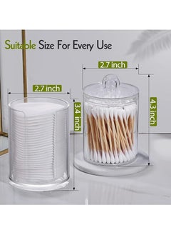 MahMir 4 Pcs Holder Bathroom Jars Qtip Holder Clear acrylic Apothecary Jars, Acrylic Cotton Ball Holder, Clear Bathroom Canisters, Cotton Ball, Cotton Swab, Cotton Round Pads, Floss Clear Plastic Apothecary Jar Set for Bathroom Canister Storage Organization, Vanity Makeup Organizer  - Image 4