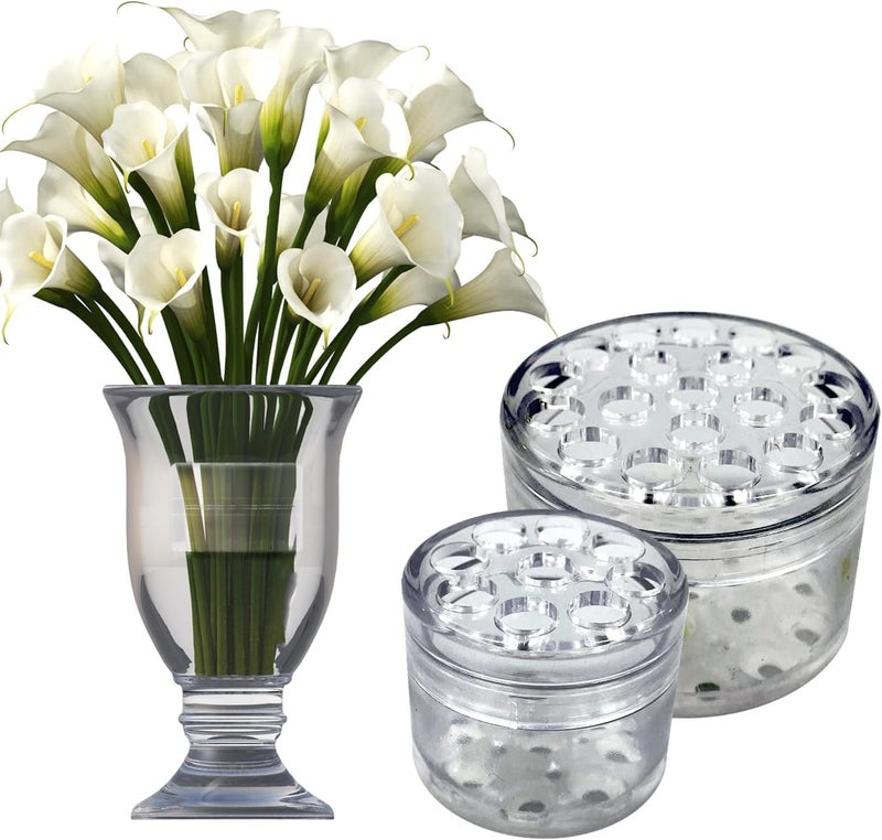 Preptep Silicone 2pcs Spiral Ikebana Stem Holder for Flowers, Arrangement Supplies - Clear Flower Holder, Cylindrical(Clear) - Image 1