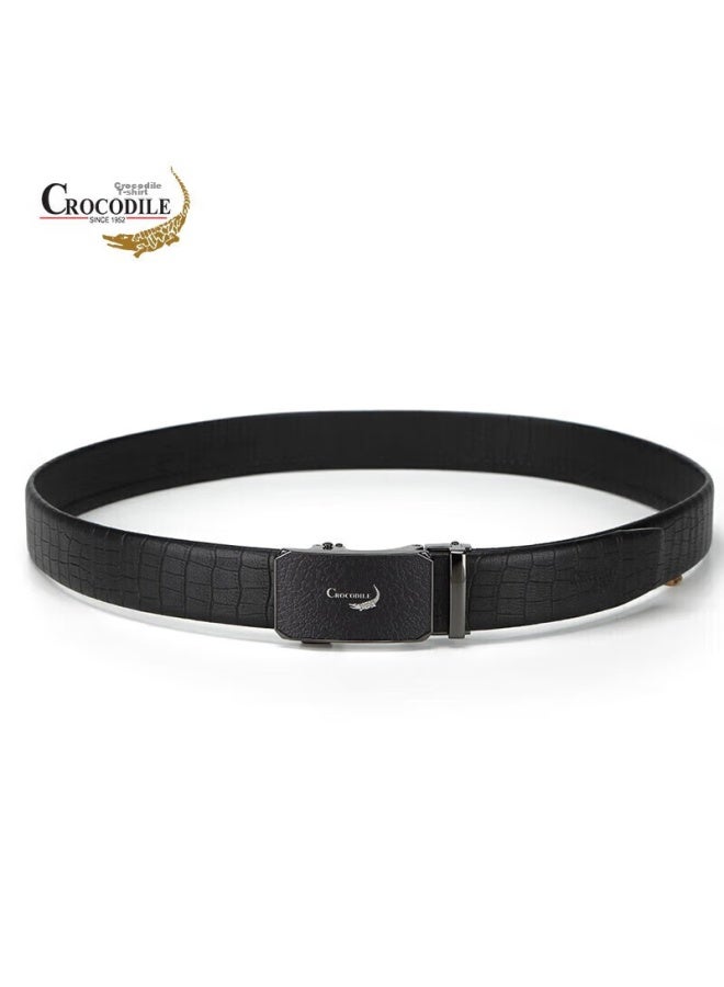 Crocodile Top-grain Leather Automatic Buckle Belt, Men's Crocodile Pattern Business Waistband, Gift For Men, 2908, Gift For Boyfriend - Image 3
