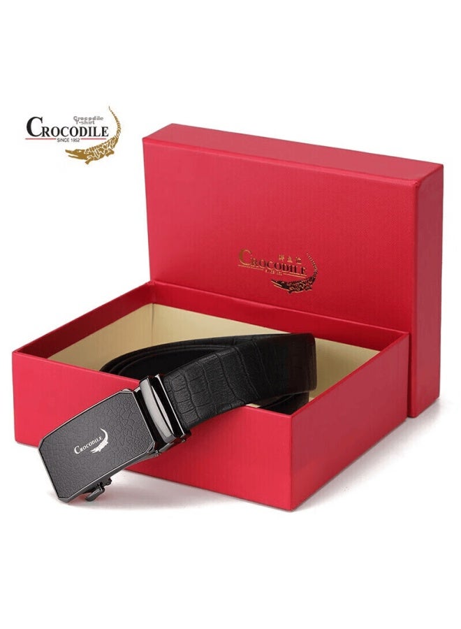 Crocodile Top-grain Leather Automatic Buckle Belt, Men's Crocodile Pattern Business Waistband, Gift For Men, 2908, Gift For Boyfriend - Image 4