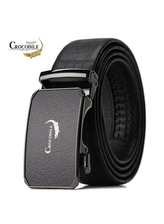 Crocodile Top-grain Leather Automatic Buckle Belt, Men's Crocodile Pattern Business Waistband, Gift For Men, 2908, Gift For Boyfriend - Image 5
