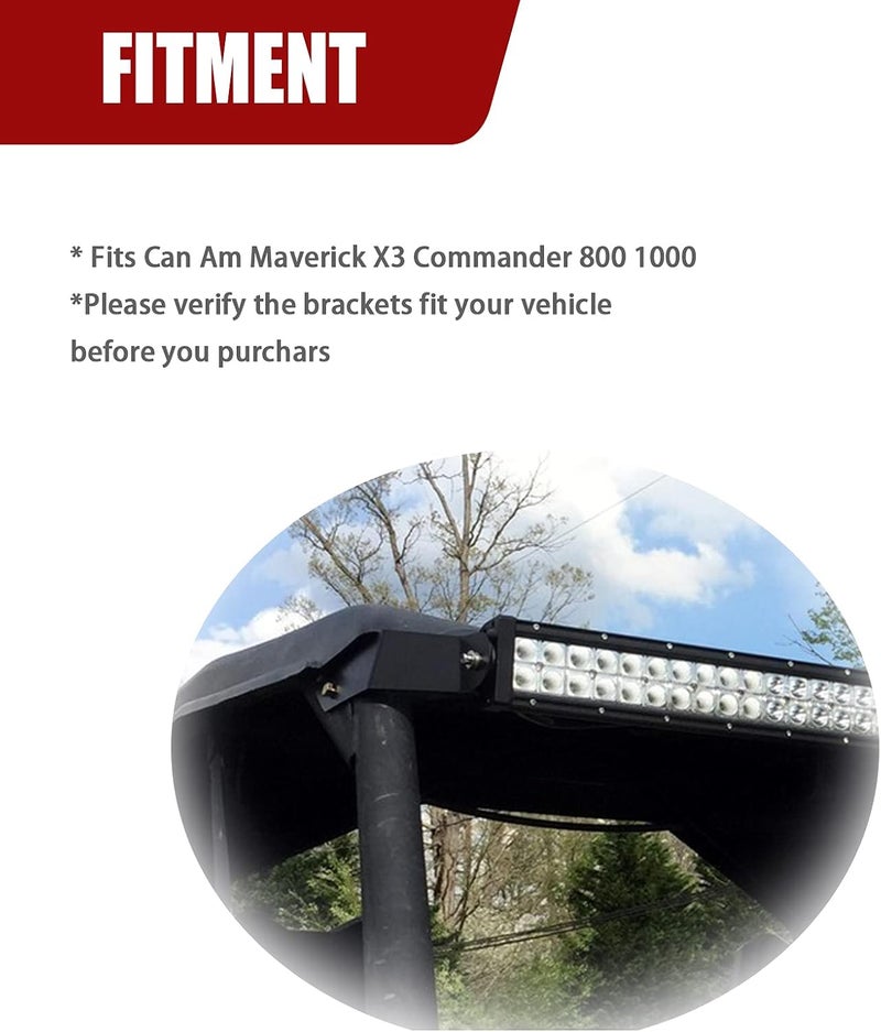 Wsays XTMOTO Front Upper Windshield 42 Inch LED Light Bar Mounting Bracket for Can-Am UTV 2014-2019 - Image 4