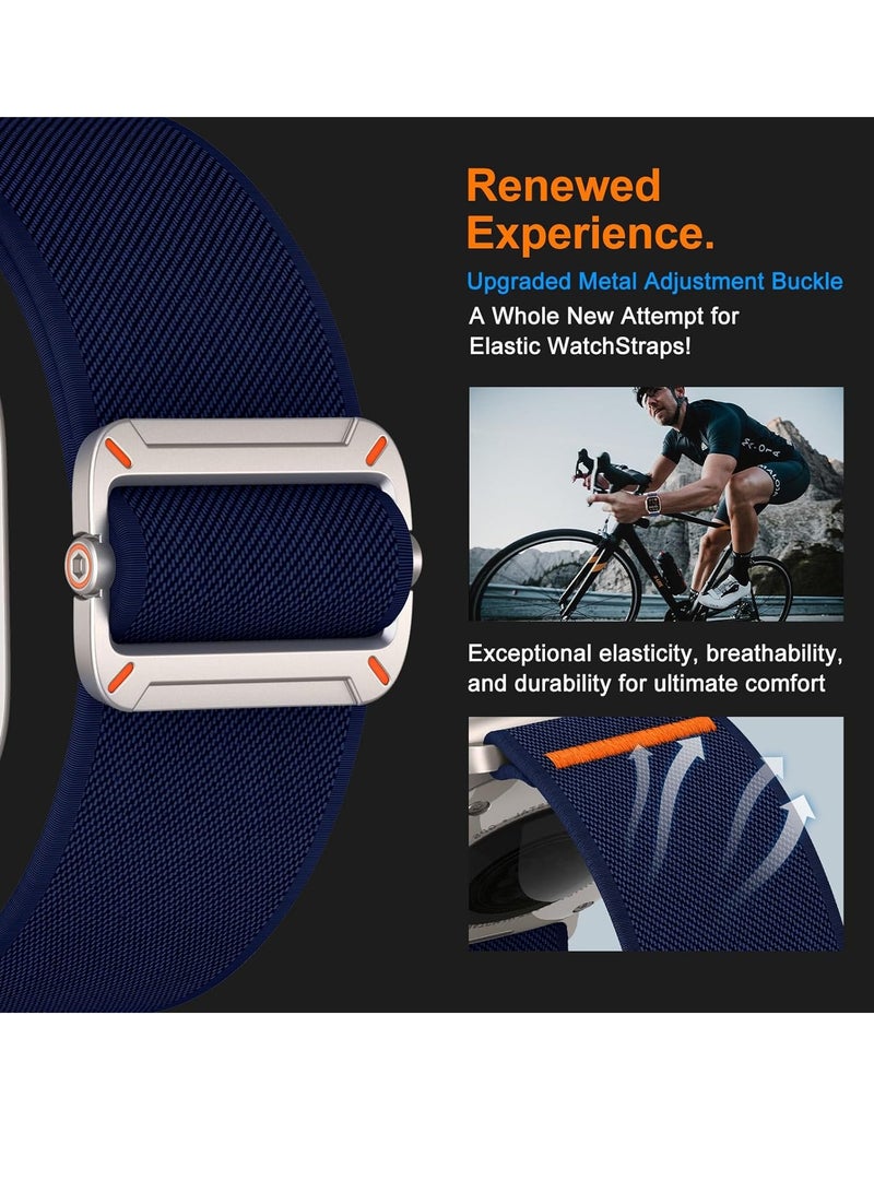2 Pack Lite Fit Ultra Band designed for Apple Watch Ultra 2 / Ultra (49mm), Series10(46mm),Series 9/8/7 (45mm), Series SE2/6/SE/5/4 (44mm) and Series 3/2/1 (42mm) Nylon Solo Loop - Blue/Grey