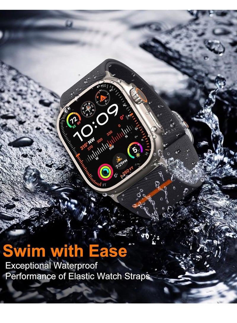 2 Pack Lite Fit Ultra Band designed for Apple Watch Ultra 2 / Ultra (49mm), Series10(46mm),Series 9/8/7 (45mm), Series SE2/6/SE/5/4 (44mm) and Series 3/2/1 (42mm) Nylon Solo Loop - Blue/Grey