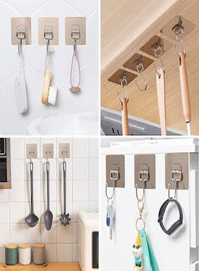 ARANKA Metal Self Adhesive Heavy Duty Waterproof Transparent Sticky Wall Hooks for Hanging 10KG (Max)-6 Piece - Image 4