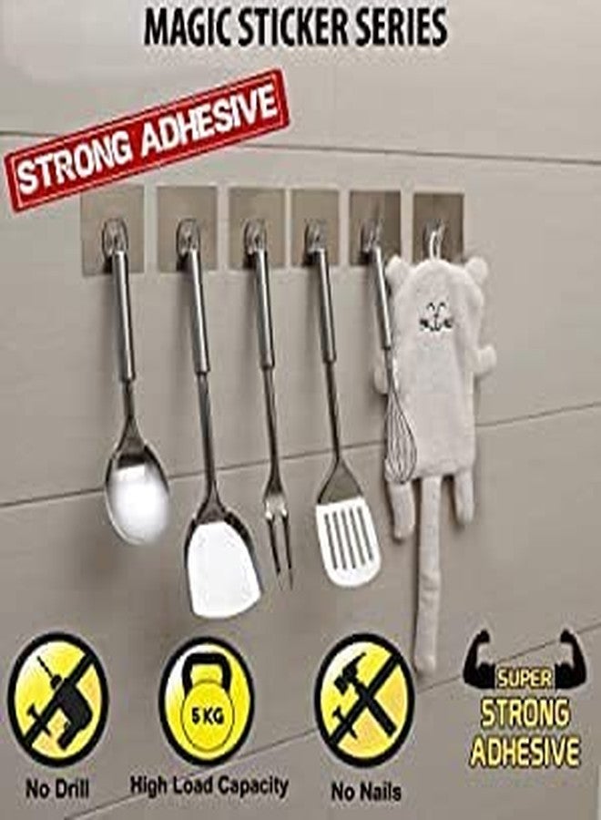 ARANKA Metal Self Adhesive Heavy Duty Waterproof Transparent Sticky Wall Hooks for Hanging 10KG (Max)-6 Piece - Image 2