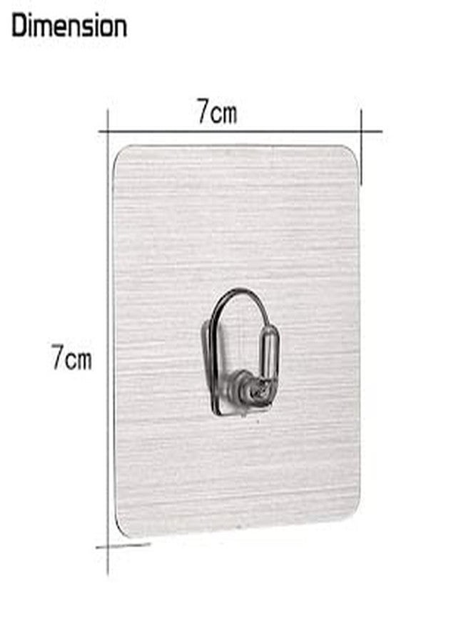 ARANKA Metal Self Adhesive Heavy Duty Waterproof Transparent Sticky Wall Hooks for Hanging 10KG (Max)-6 Piece - Image 3