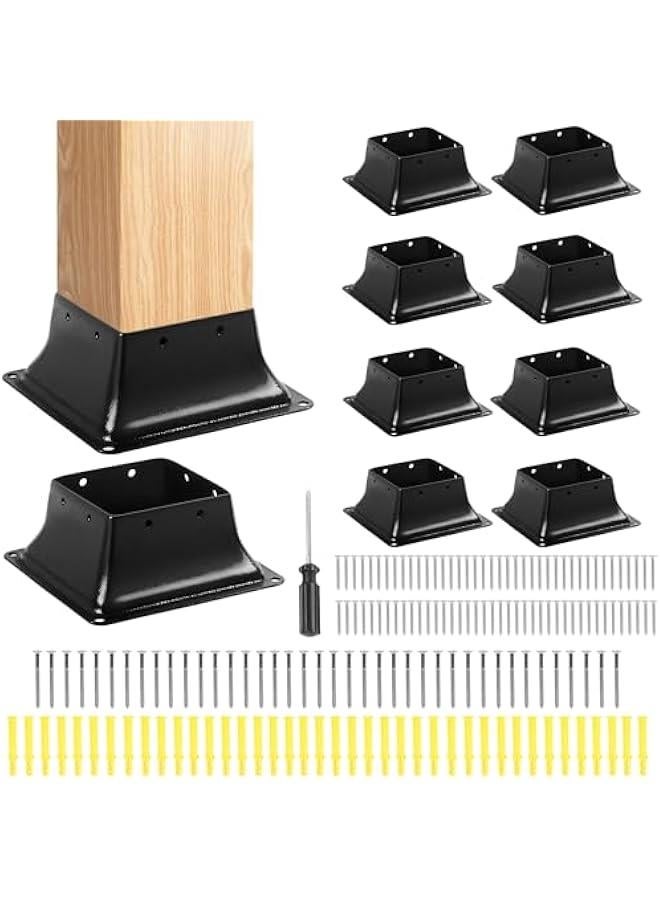 Arabest 4x4 Post Base 10 Pcs, Inner Size 3.7x3.7, Heavy Duty Powder-Coated, for Deck Railing Support Deck Base - Image 1