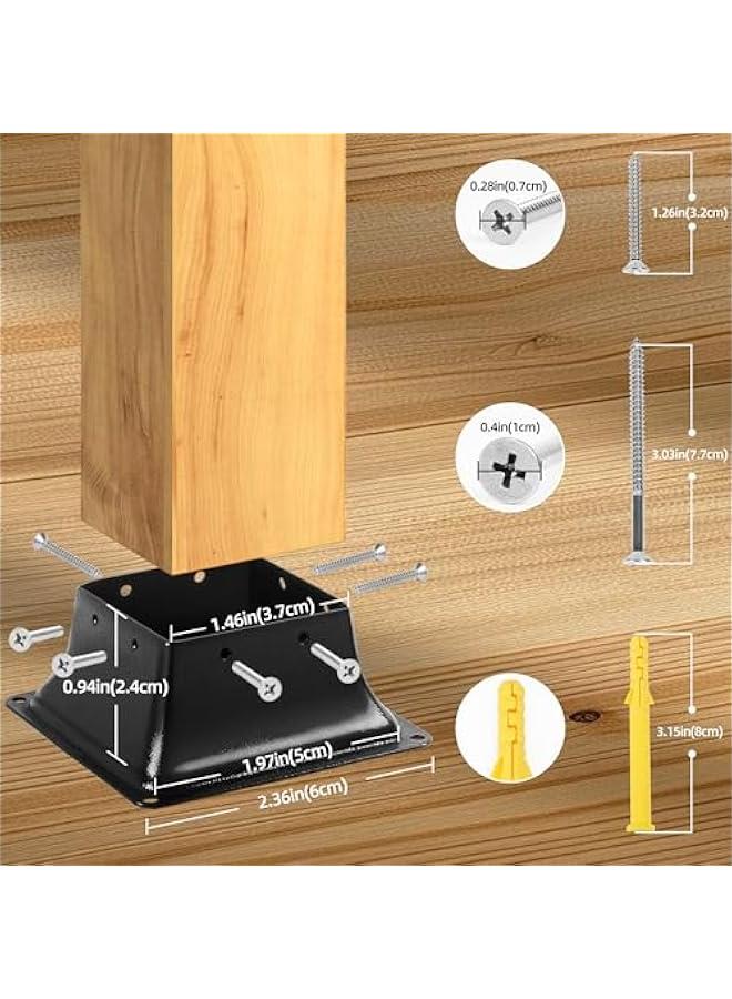 Arabest 4x4 Post Base 10 Pcs, Inner Size 3.7x3.7, Heavy Duty Powder-Coated, for Deck Railing Support Deck Base - Image 2