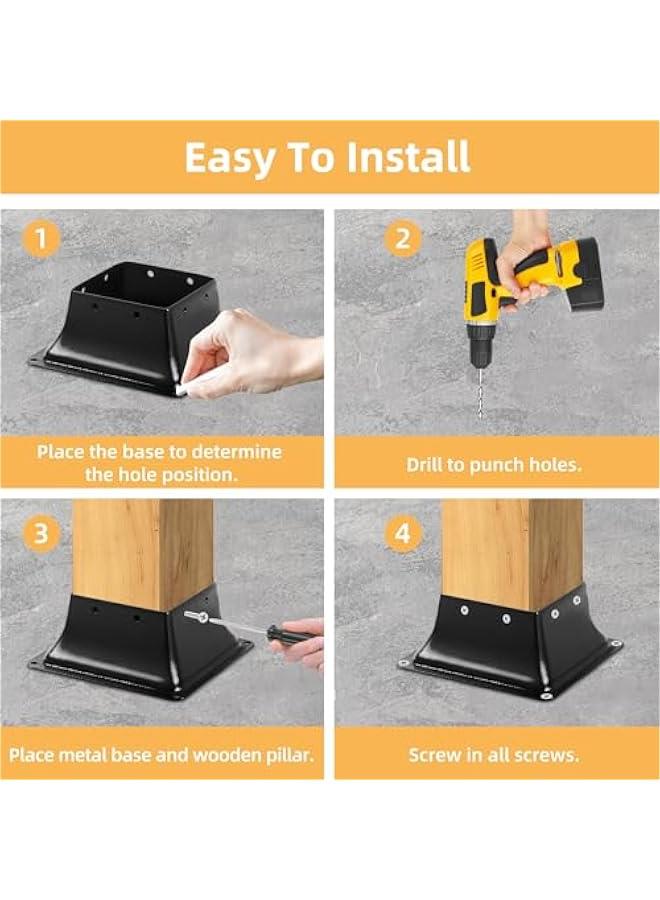 Arabest 4x4 Post Base 10 Pcs, Inner Size 3.7x3.7, Heavy Duty Powder-Coated, for Deck Railing Support Deck Base - Image 3
