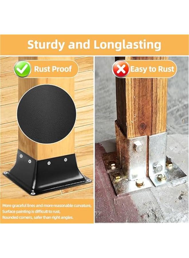 Arabest 4x4 Post Base 10 Pcs, Inner Size 3.7x3.7, Heavy Duty Powder-Coated, for Deck Railing Support Deck Base - Image 5