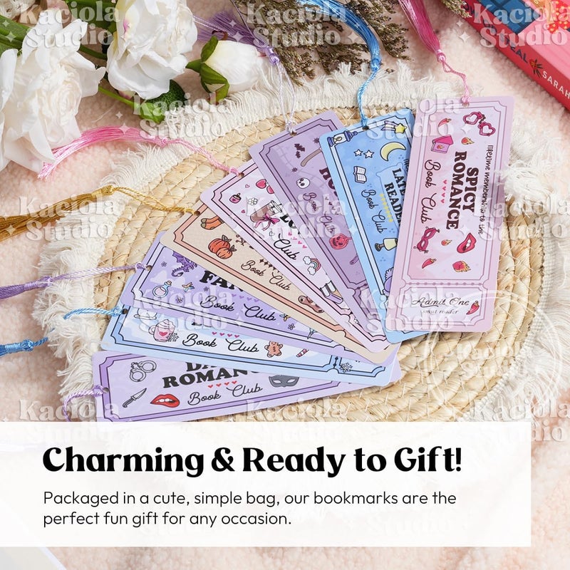 Kaciola Studio 10PCS Cute Ticket Style Bookmarks, Funny Bookmarks for Women, Double Sided Fantasy Booklover Gifts, Cute Gifts for Romance Reader Friends Girls - Image 4