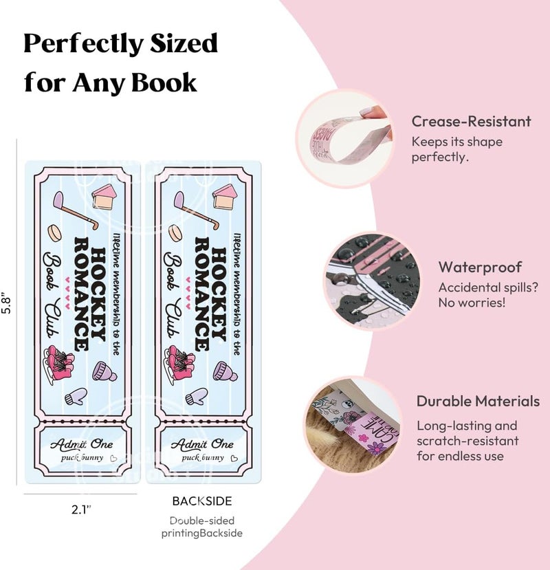 Kaciola Studio 10PCS Cute Ticket Style Bookmarks, Funny Bookmarks for Women, Double Sided Fantasy Booklover Gifts, Cute Gifts for Romance Reader Friends Girls - Image 5