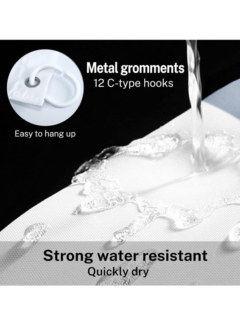 SYOSI طقم حمام بأوراق ذهبية زرقاء مع ستارة دش وسجاد ملحقات دوائر رخامية زرقاء طقم ستارة دش زهور زرقاء تجريدية لحمام ديكور حمام بأوراق 4 قطع - Image 4