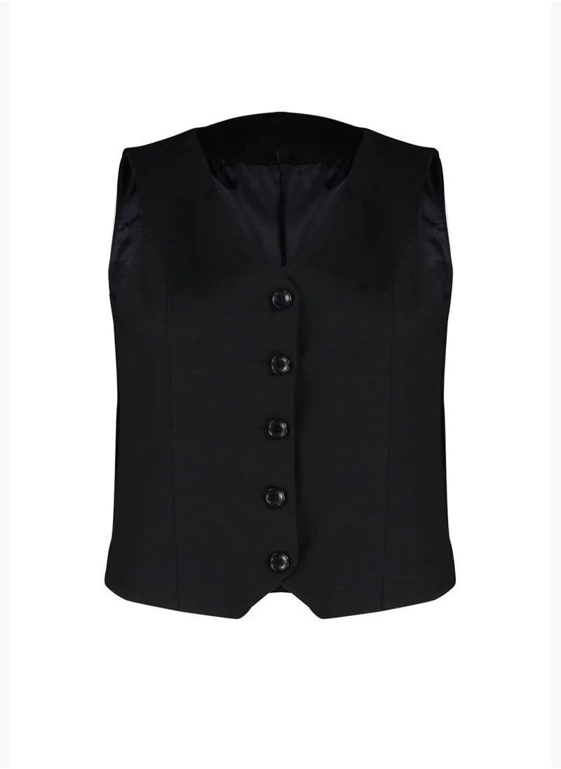 trendyol Black Buttoned Woven Vest