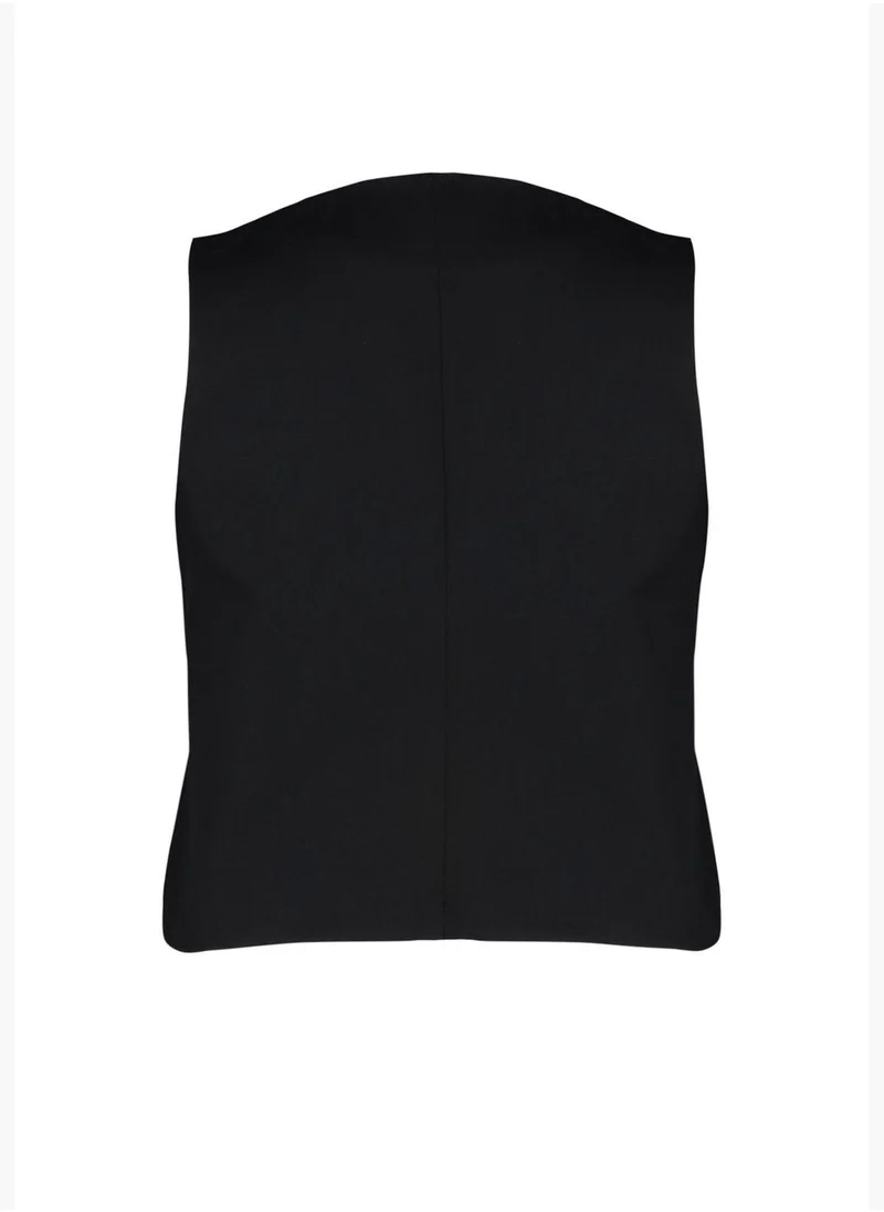 trendyol Black Buttoned Woven Vest