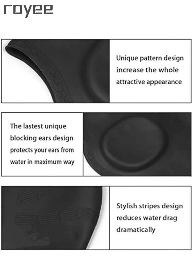 Royee 2PCS Swim Caps Cover Ears, Flexible Silicone Swimmer Caps for Long Hair Swimming, 3D Ergonomic Fit for Man & Women - Image 2