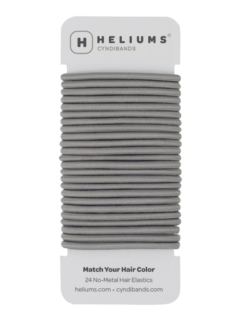 Cyndibands Elastic Hair Ties  Gray  No Damage 4mm Ponytail Holders for Women  Kids 24Pack Hair Elastics in Neutral Colors