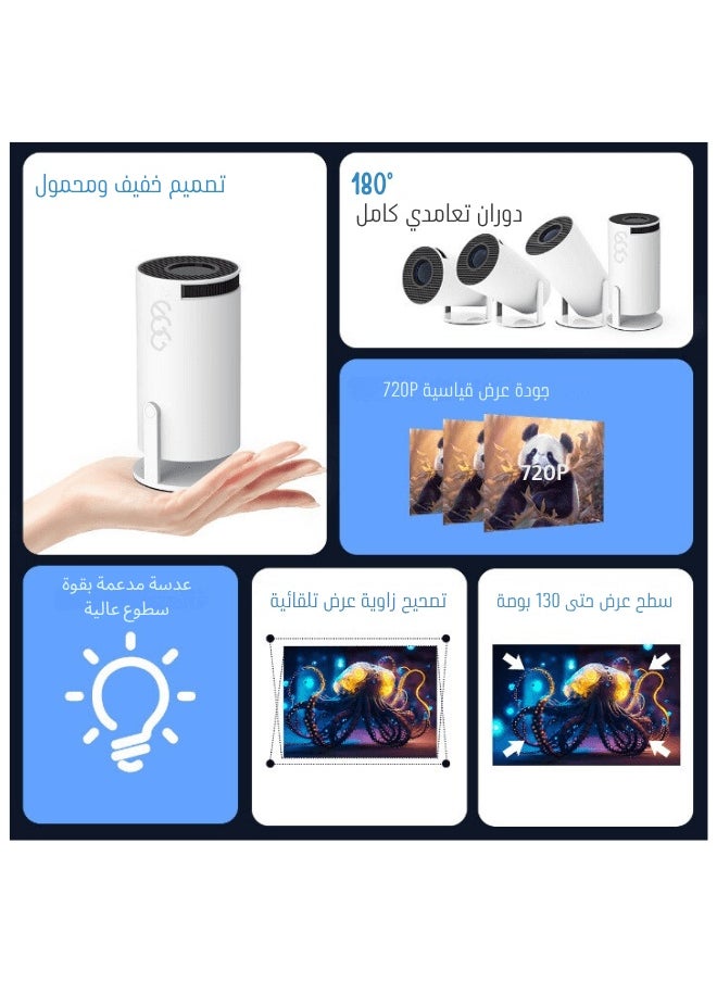 إج - بروجكتر محمول ذكي احترافي 4K Ultra HD واي فاي 5G أندرويد 12 مسرح منزلي متقدم 1080P دعم 8K بلوتوث 5.2 متوافق مع جميع الأجهزة PS5/iPhone/Android/HDMI/USB للمنزل والمكتب والخارج مع تركيز كهربائي وتصحيح تلقائي للصورة حتى 200 بوصة 15000 لومن عالي السطوع ضمان جودة عالمية - Image 1