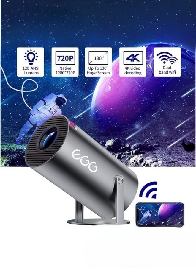 إج بروجكتور ذكي صغير قابل للدوران - يدعم دقة 4K -  - مزوّد بشبكة واي فاي مزدوجة النطاق (5G)  وبلوتوث 5.0 - سينما منزلية متنقلة -  متوافق مع أنظمة Android وiOS وWindows  - جهاز بث التلفاز بواجهات HDMI وUSB. - Image 1