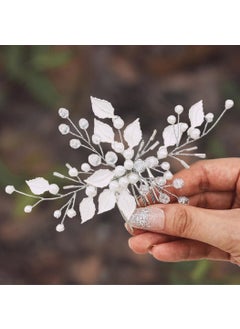 Latious Latious Leaf Bride Wedding Hair Comb Silver Pearl Bridal Hair Piece Prom Hair Accessories for Women and Girls 