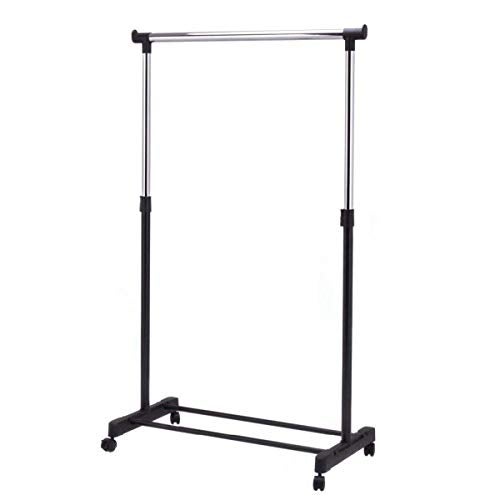 EMNDR 1 PC Stainless Steel Single Pole Telescopic Clothes Hanger, Multipurpose Clothes Rack with Bottom Shelves, Closet Organizer Coat Hanger/Freestanding Clothes Garment Stand - Image 1