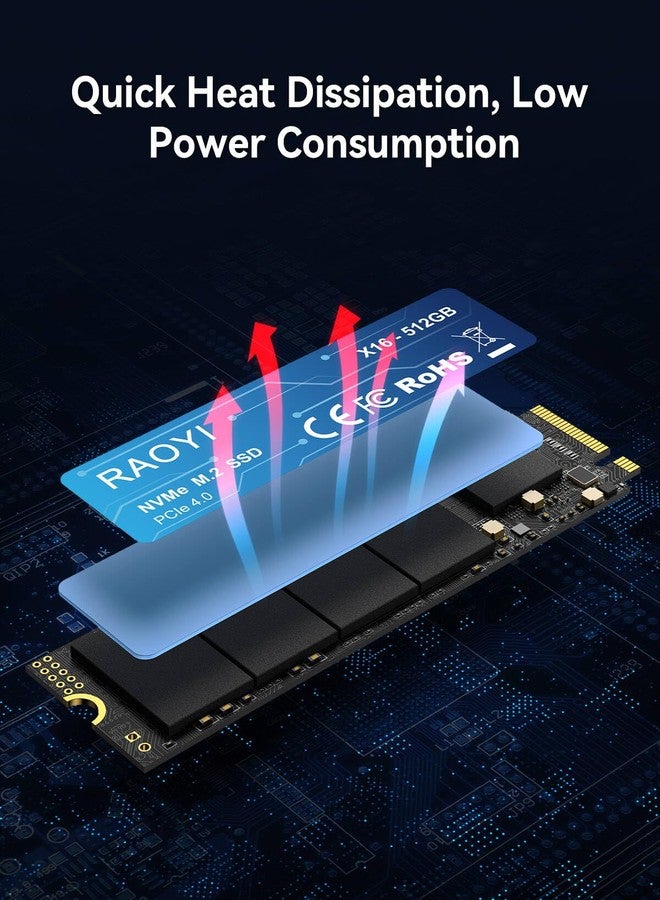 راويي محرك أقراص الحالة الصلبة الداخلي RAOYI بسعة 512 جيجابايت بتقنية NVMe، من نوع M.2 2280 PCIe Gen4x4 SSD، بسرعة تصل إلى 5000 ميجابايت/ثانية، مع إمكانية تهيئة ذاكرة التخزين المؤقت SLC، وتوسيع سعة التخزين والذاكرة لأجهزة PS5 والكمبيوتر المحمول والكمبيوتر المكتبي. - Image 4
