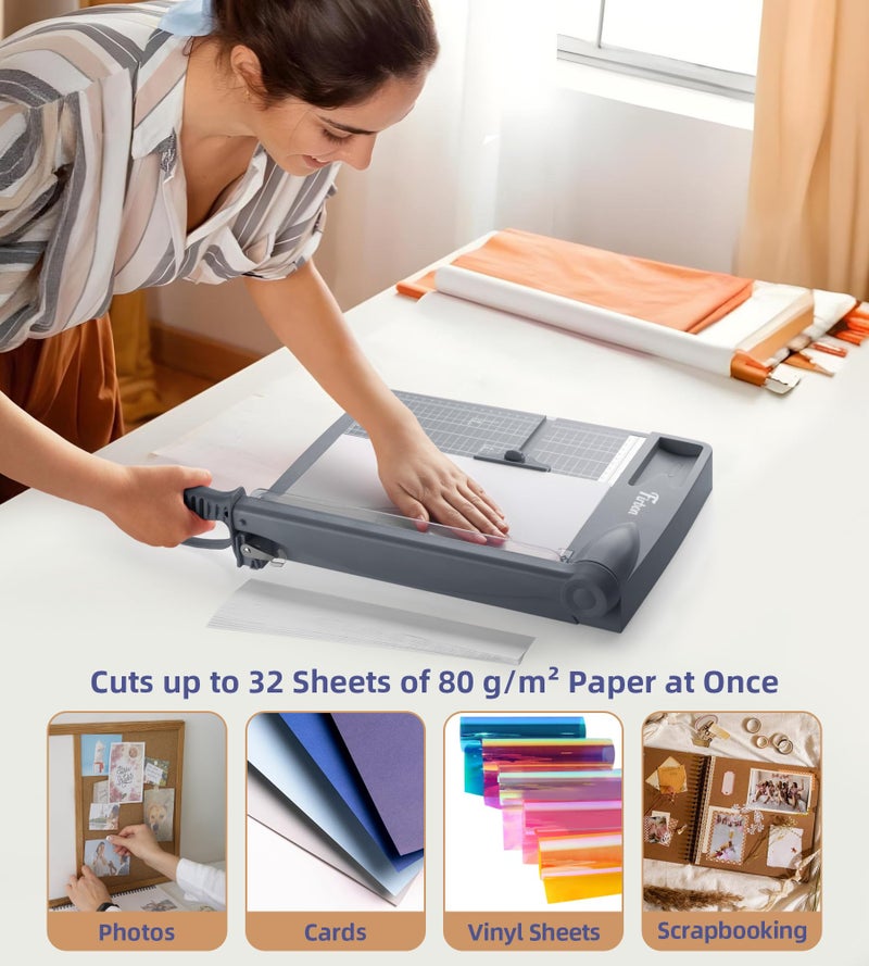 Firbon 12" Guillotine Paper Cutter, Heavy Duty 30-Sheet Capacity Trimmer for Cardstock, Photos, Scrapbooking, Office, Classroom, Studio (Gray) - Image 4