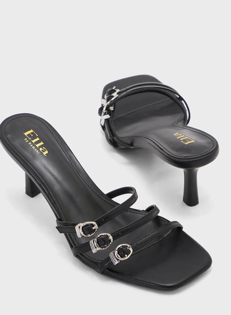 ELLA Square Toe Buckled Multi Strap Sandal