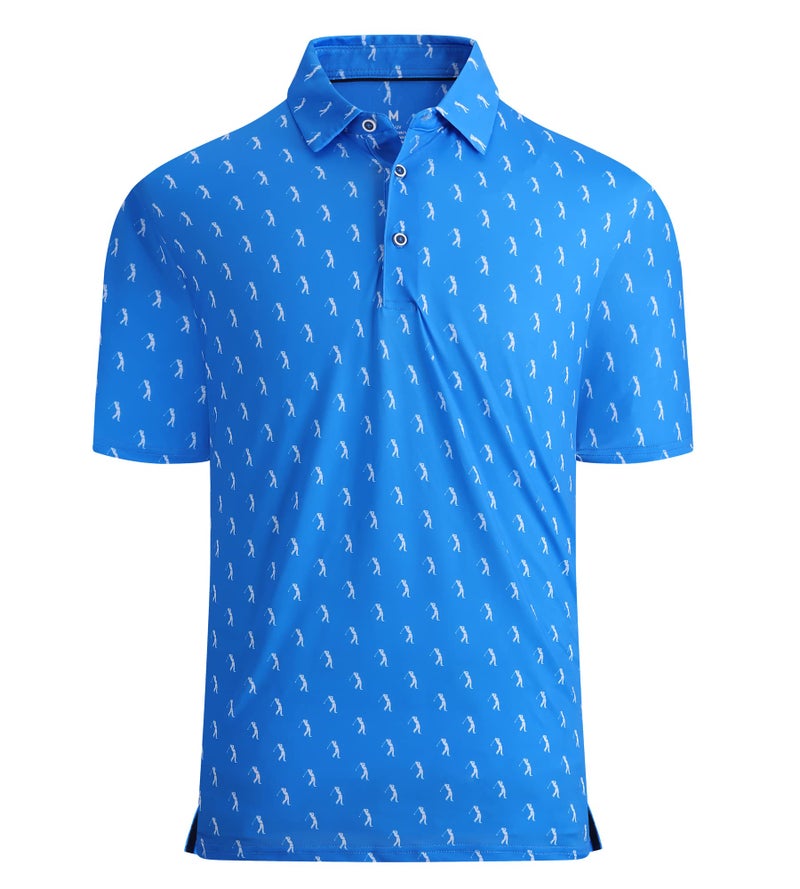 Alex Vando Mens Golf Shirt Moisture Wicking Quick-Dry Print Performance Polo Shirts for Men,Royal Sweep Men,L - Image 1