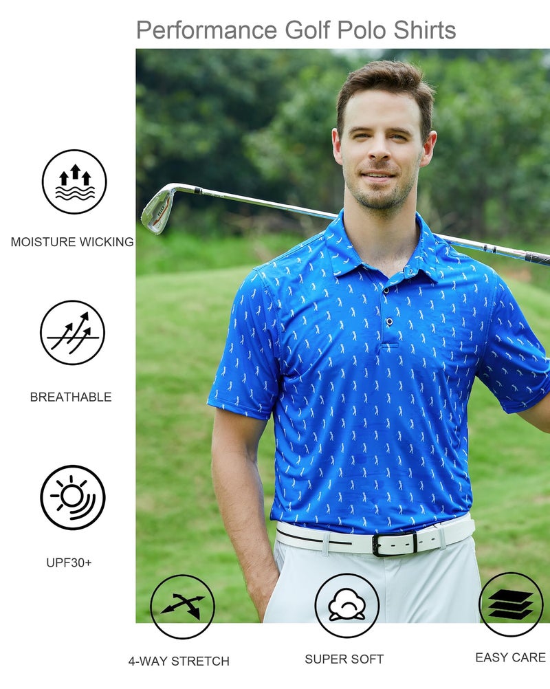 Alex Vando Mens Golf Shirt Moisture Wicking Quick-Dry Print Performance Polo Shirts for Men,Royal Sweep Men,L - Image 4