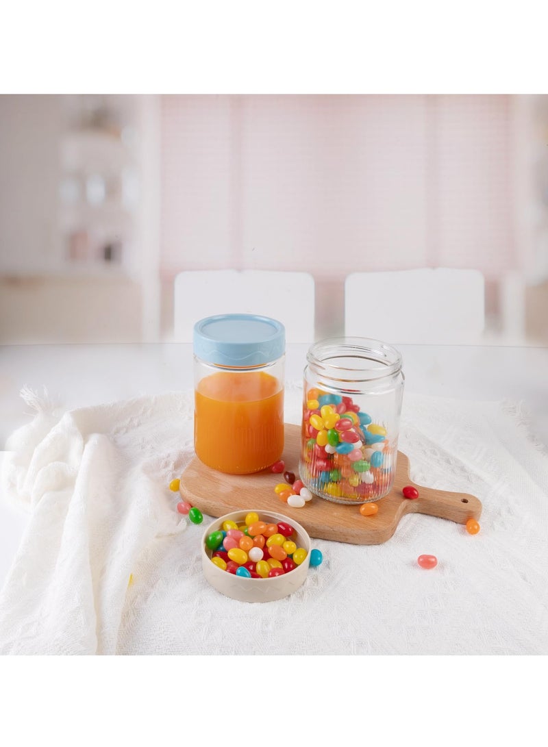 سيوسي برطمانات زجاجية سعة 16oz مع أغطية، 4 عبوات من حاويات الشوفان الليلية ذات الفم الواسع، برطمانات تخزين محكمة السعة ذات سعة كبيرة، مثالية للحليب والسلطة والوجبات الخفيفة والحبوب ودقيق الشوفان وإعداد الوج - Image 3