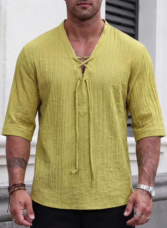 Take Two Men Drawstring Design Casual Top