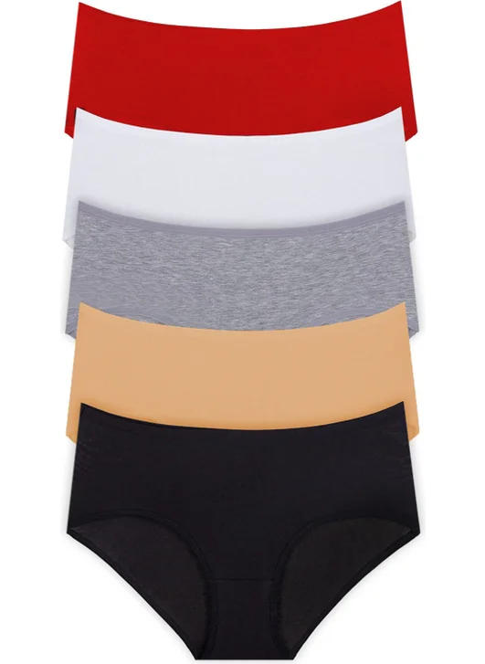 Hepsine Rakip Competing All 5 Women's High Waist Panties Elastane Cotton Thin Elastic Quality