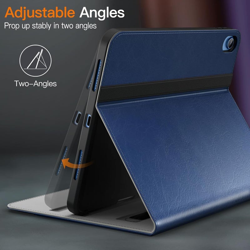 جي تيك حافظة لجهاز آيباد 10 (10.9 بوصة، موديل 2022، الجيل العاشر)، غطاء واقٍ من الجلد الصناعي مع حامل قلم وجيب، رؤية متعددة الزوايا (لون كحلي) - Image 4
