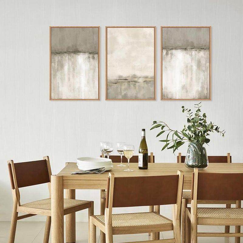 KAIRNE Large Neutral Gray Tan Framed Canvas Wall Art Set, Abstract Textured Wall Decor, Beige Minimalist Wall Pinting, Modern Illustrations Art Print for Living Room, Bedroom, Office -24"x36"x3 - Image 5