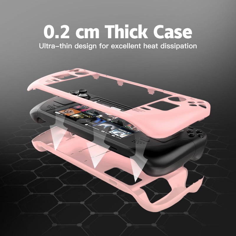 bibuks Steam Deck Case,Steam Deck OLED Protective Case,Non-Slip Skin Protective Shell Accessories with Kickstand ,2 Screen Protector, 4 Thumb Grip (Pink) - Image 3