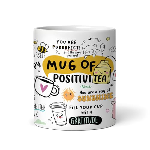 Gogirgit Daily Affirmation & Motivation Mug Ceramic White Coffee Mug Collection, Gift for Positivity & Encouragement, 330ml, Microwave Safe, Set of 1 (Positivi-Tea) - Image 1