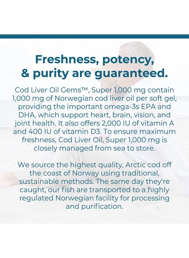 Carlson Cod Liver Oil Gems Super 1000 Mg 250 Mg Omega3S + Vitamins A & D3 Wildcaught Norwegian Arctic Codliver Oil Sustainably Sourced Nordic Fish Oil Capsules 250 Softgels  - Image 5