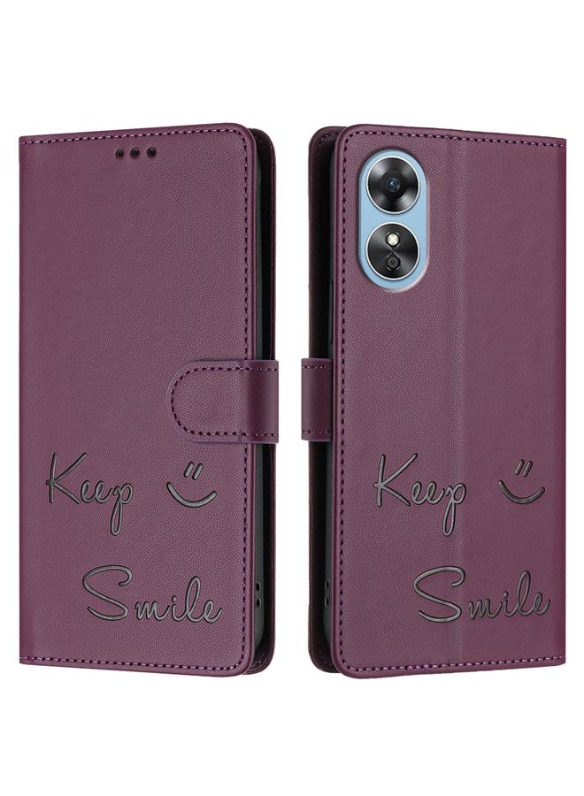 اس-توب جراب لهاتف OPPO A17 4G Global / A17K جراب هاتف جلدي بنقش ابتسامة بتقنية RFID - Image 3