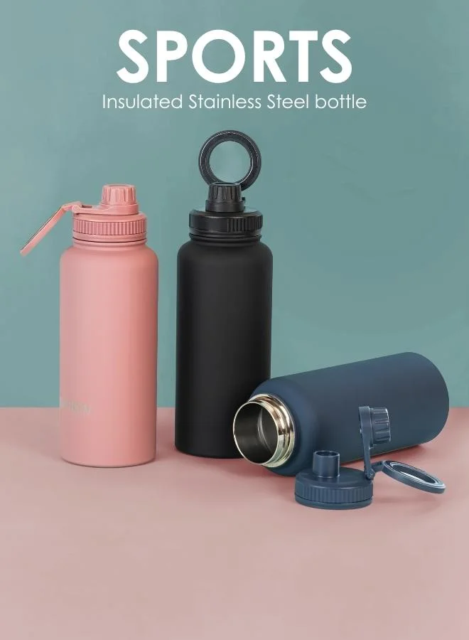 SNAPTRON® Wide mouth 1000ml Insulated Sports Water Bottle – Large Capacity, Portable, Leakproof with Anti-Slip Bottom
