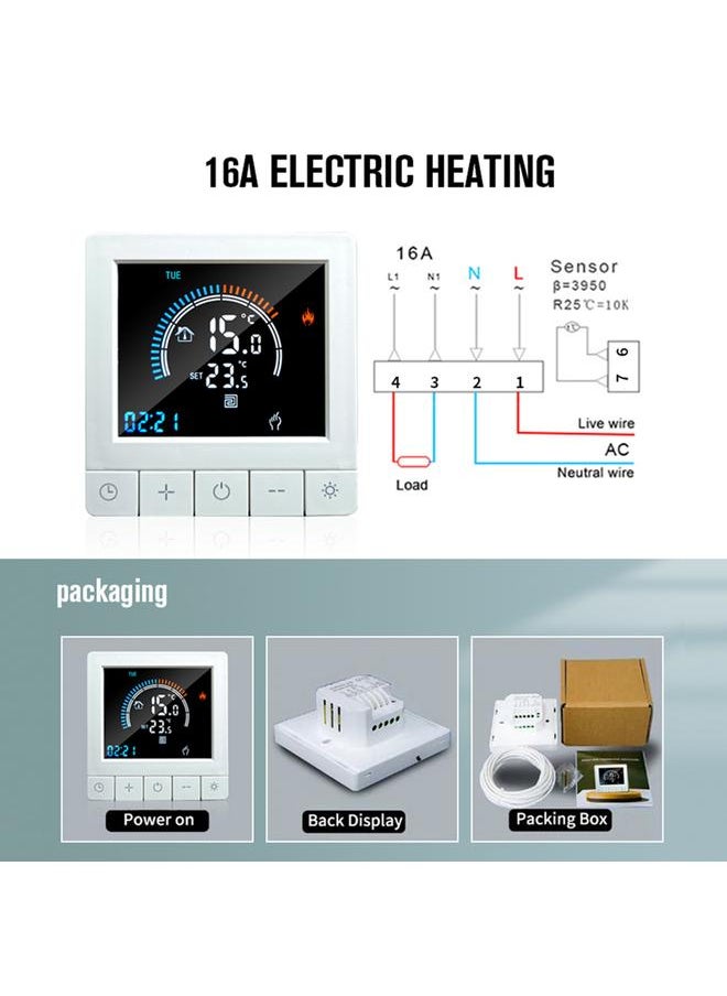 Thoraya Programmable Digital Thermostat with Child Lock WiFi LCD Display NTC Sensor Electric Heating Warm Floor Underfloor Temperature Controller Intelligent Wall Thermostat for Home Office Hotel  - Image 3