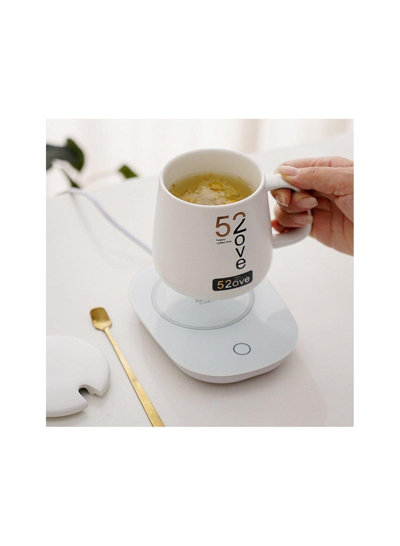 ARTC Electric Ceramic Coffee Cup And Mug Warmer With USB Port Connect Saucer And Heater 18W White - Image 2